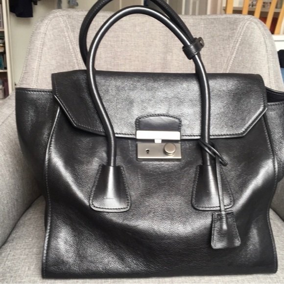 Prada Glace Calf Leather Satchel Bag in Black Nero - Picture 7 of 11